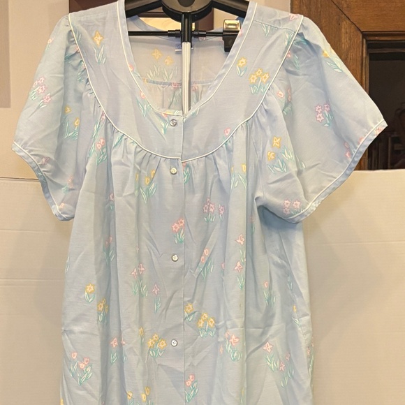 Vintage Katz Button Snap Robe Housecoat/Duster Women Size 3XL USA Blue Country - Picture 1 of 9